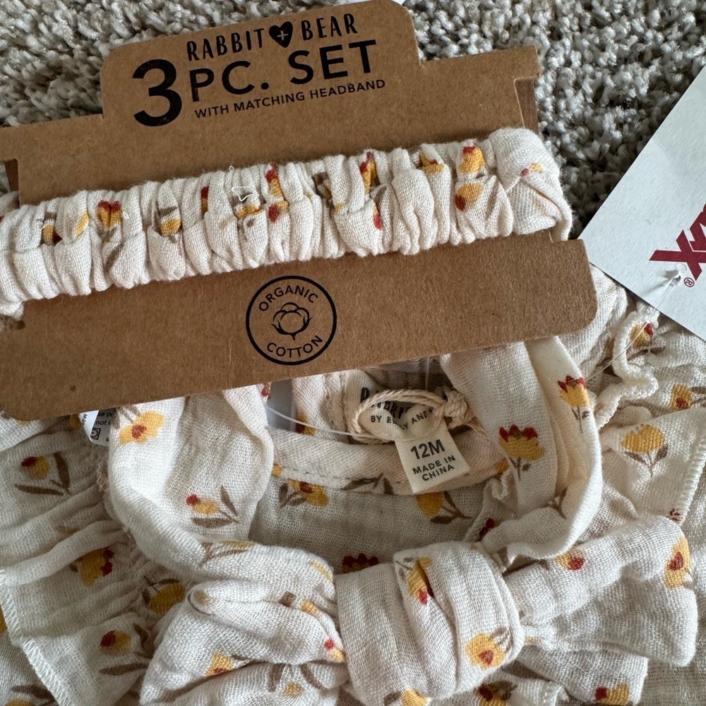 Rabbit + Bear 3-Piece Outfit Set dress and leggings set– Size 12 Months (NWT) - Picture 8 of 8